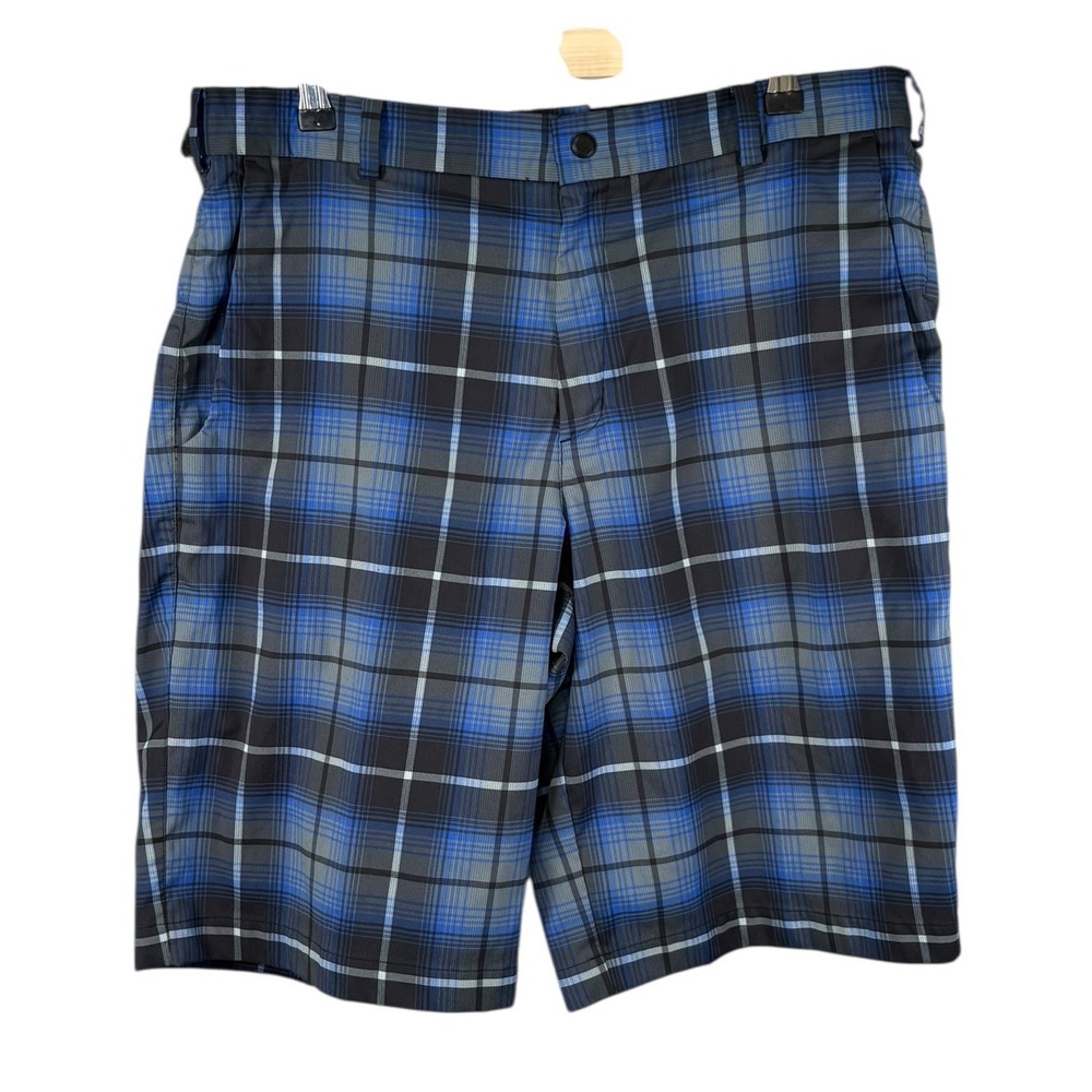 Nike Golf Dri-FIT Plaid Shorts Mens 34 Blue‎ Black Checkered 648319-480